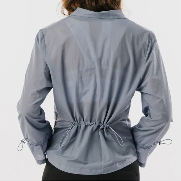 ZYIA Active Gray Drawstring Light Windbreaker Jacket Full Zip Women Size m - Picture 2 of 9